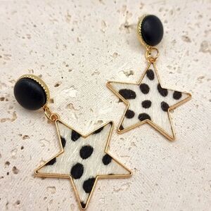 FREE PEOPLE City slickers faux cow hyde star earrings | NWOT